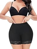 DERCA Butt Enhancer Hip Pads Lace Padded Boyshorts (#c26 Black-padded,X-Large)