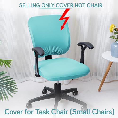 Image of HOKIPO 'SereneSolids' 140 GSM Office Chair Cover for Task Chair - 140 GSM Stretchable Fabric - Washable & Anti-Slip - Fits Small Office Chairs Without Headrest, Sky Blue (AR-5224-SBLU)