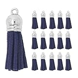 Mandala Crafts Faux Suede Tassels for Keychains Navy Blue Tassels for Crafts - Small Tassels for Jewelry Making Charms - 100 Faux Leather Tassels Navy Blue Keychain Tassels Bulk