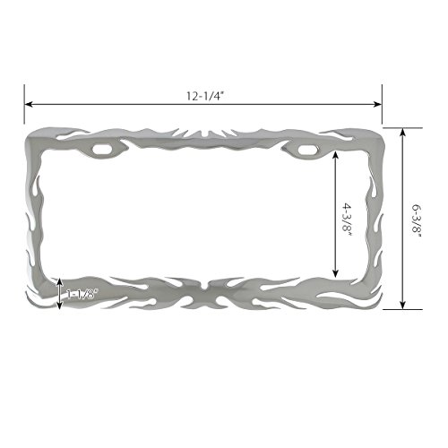Image of GG Grand General 60462 Chrome Flame License Plate Frame with 2 Holes, 12 inchx 6-3 /8 inch