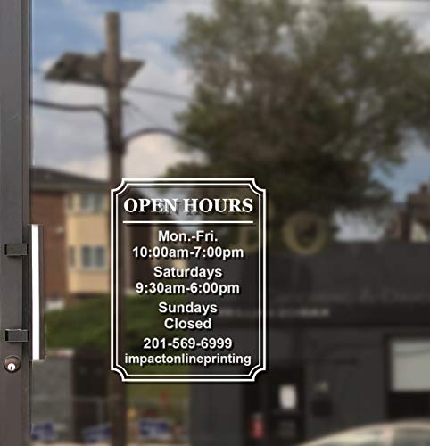Custom Business Hours Window Decal - Frame Design-Vinyl Custom Lettering, Glass Door Sign - Free Squeegee - Easy Install Manual… (10X13) #TOP1
