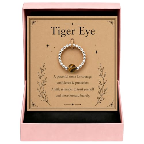 Taxhtext Anxiety Ring for Women – Tiger Eye Crystal Fidget & Stress Relief Ring, Mindfulness, Meditation, Focus & Emotional Comfort, Calming Jewelry for Daily Wear