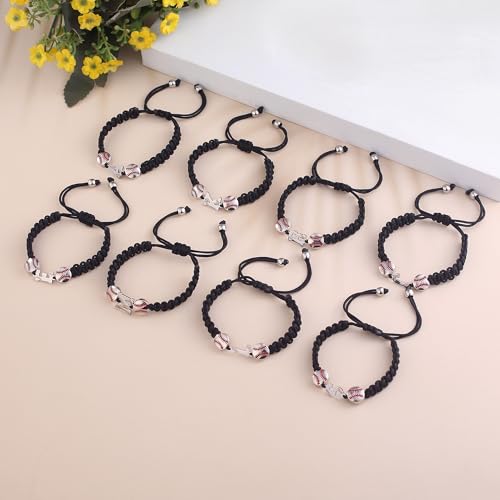 Pulsera ajustable trenzada para hombres con inicial baseball miniatura 4