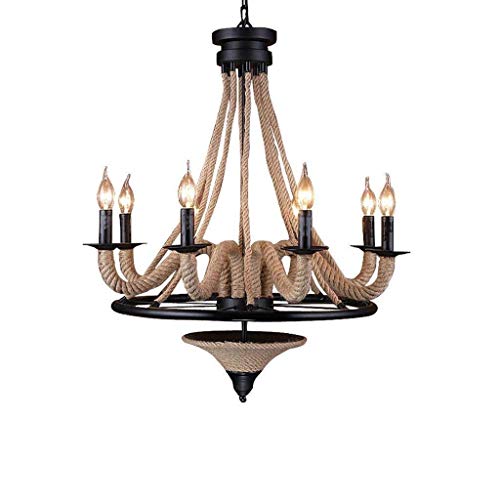 Lustre de style industriel rétro loft plafonnier américain en corde de fer pour salon et chambre
