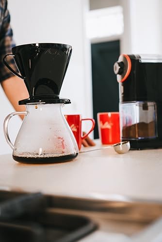 Bild 2 - Melitta Molino Kaffeemühle – elektrische Kaffeemühle mit Scheibenmahlwerk für bis zu 200g Kaffeebohnen, 17 individuellen Mahlstufen, für 2–14 Tassen Kaffee, schwarz/rot