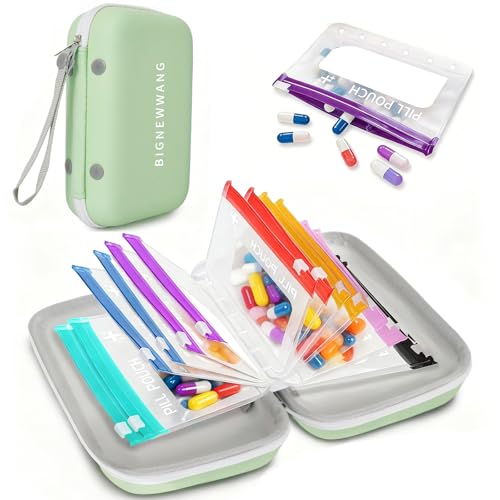 Extra Large Weekly Pill Organizer Set Reusable Pill Bags with 14 Coded Pouches for Home and Travel 7 Day with AM PM Large Storage Portable Medicine Pill Case for Fish Oils Vitamins