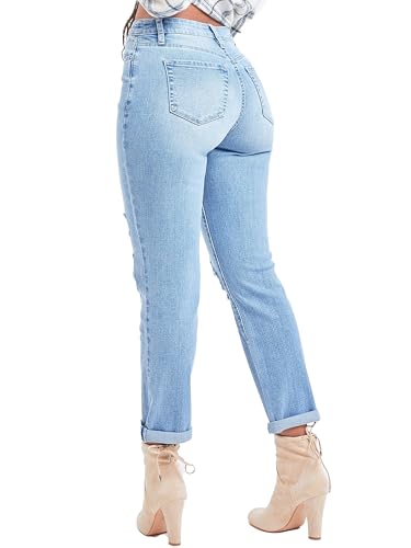YMI Women's Junior Hybrid Dream High-Rise Mom Fit Ankle Jean3