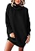 Pink Queen Damen Strickpullover Oversize Pulloverkleid Rollkragen Lose Taschen Langarm Lässig Longpullover Schwarz S