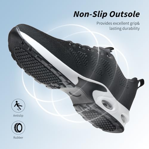 Guirdasm Walking Shoes Women, Shock-Absorbing Heel Cushion Lightweight Breathable Sneakers & Tennis Footwear, Non-Slip All-Day Comfort for Running, Gym, Travel HB36 Black - Image 4