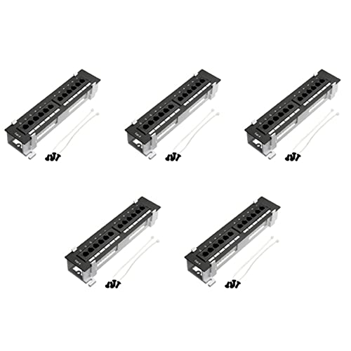 Elimina el caos de cables con este kit de 5 paneles de conexión CAT6 de 12 puertos RJ45