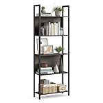 VASAGLE 5-Tier Bookshelf, Book Shelf, Industrial Bookcase, with Steel Frame, for Living Room, Home Office, Bedroom, 9.4 x 24.4 x 65 Inches, Charcoal Gray and Black ULLS025B04