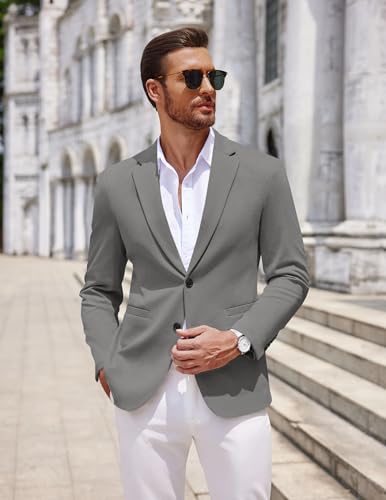 Image of COOFANDY Men's Casual Knit Blazer Two Button Lightweight Sport Coats Suit Jacket