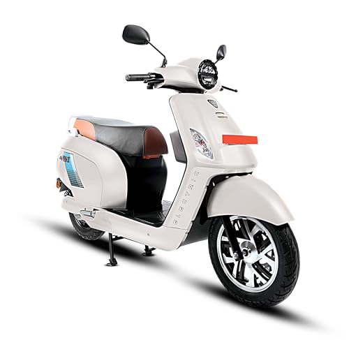 Image of eblu India's 1st Family e Scooter - Feo X - Typical Driving range 110km per charge - Top speed 60 kmph, Xtra - SPACE | COMFORT | SAFETY |STABILITY (Traffic White)