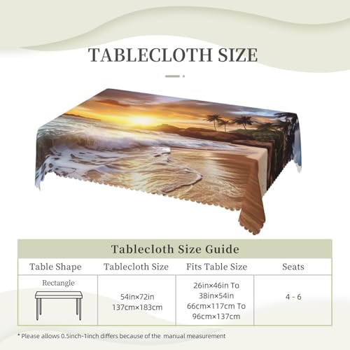 Nappe de table rectangulaire polyester antitache infroissable décor mer 137x183 - 7