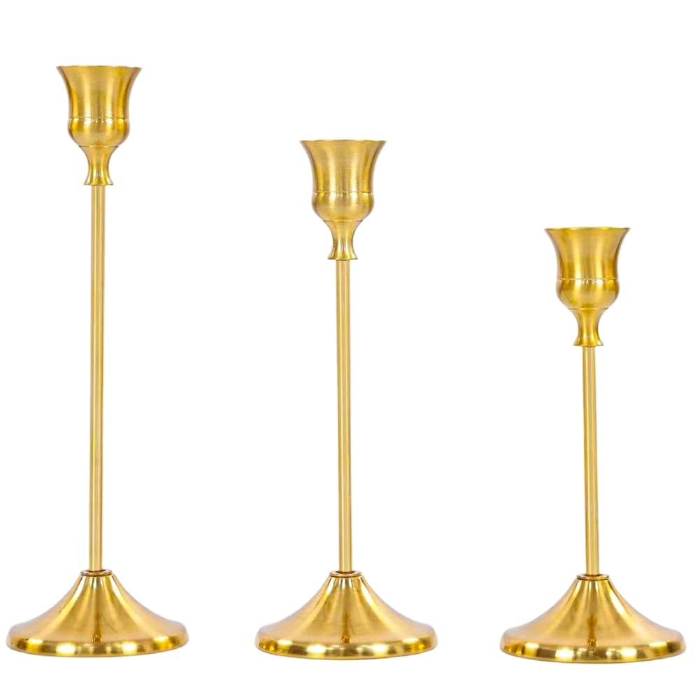 UDSKNV[KSL Elegant Metal Taper Candles Holders-Set of 3, Ideal for Table Centerpiece and Wedding Decor