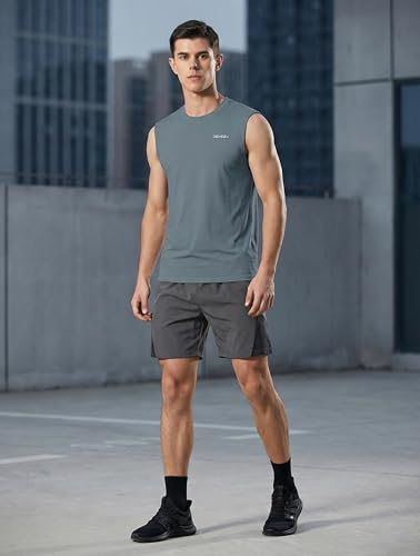 Image of DEMOZU Men's Sleeveless Workout Swim Shirt Quick Dry Athletic Muscle Beach Tank Top Big and Tall
