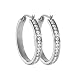 HOUSWEETY Silver Stainless Steel Big Round Hoop Earrings with Solid Shiny CZ Stones 3cmx4mm(1 1/8"*1/8")