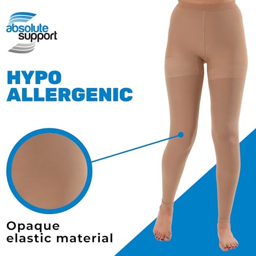 Image of Compression Leggings for Women Circulation 20-30mmHg - Opaque Footless Support Stockings for Post Surgery Recovery, Edema, Diabetic, Leg Pain - Beige, Small - A717BE1