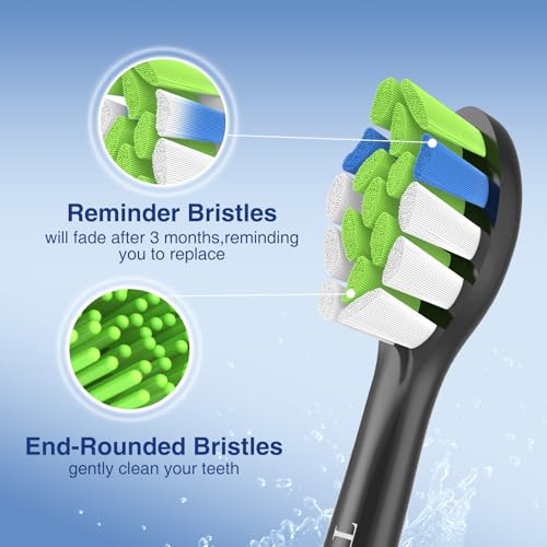 8er Trustnice Aufsätze passend für Philips Sonicare Ersatzbürsten, Bürstenköpfe Zahnbürstenkopf für Phillips Sonicare Elektrische Zahnbürste Snap-On-Griffen (Schwarz, 8 Stück (1er Pack)) – Bild 4
