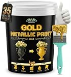 Meuvcol Peinture dorée, 35 Floz métallisé peinture à feuille d'or liquide - Revêtement acrylique brillant non toxique pour le métal, le bois, les meubles, l'argile, DIY Artisanat, Art & Accueil Décor