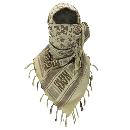 Image of Cotton Shemagh Keffiyeh Scarf - Lightweight Tactical Desert Head Neck Wrap, Sun Protection Outdoor Scarf for Summer Hiking