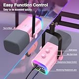 FIFINE XLR Gaming Microphone USB, PC Dynamic Microphone Kit for Vocal, Recording, Podcast, Streaming RGB Mic with Headphone Jack, Mute Button, Boom Arm Stand for Computer/Mixer-AmpliGame AM8T Pink - Image 6
