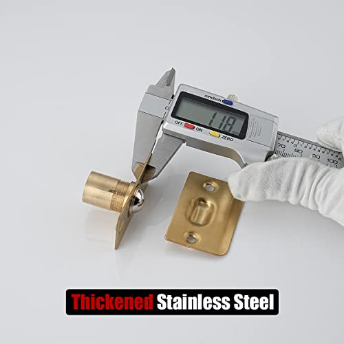 Image of JQK Closet Ball Catch Door Hardware, Stainless Steel Catch Adjustable with Strike Plate, Gold Finish 2 Pack, HBC100-BG-P2