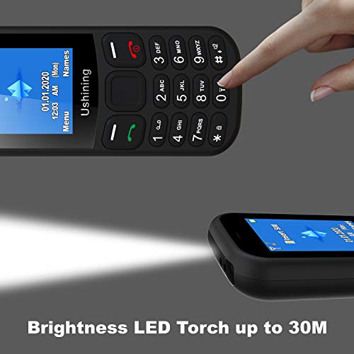 Ushining 3G Basic Cell Phone Unlocked Big Icon Easy to Use Feature Phone with LED Torch ATT Tmobile Unlocked Cell Phones for Kids, Seniors (Mint/MetroPCS/Cricket) (Black) - Thumbnail 4