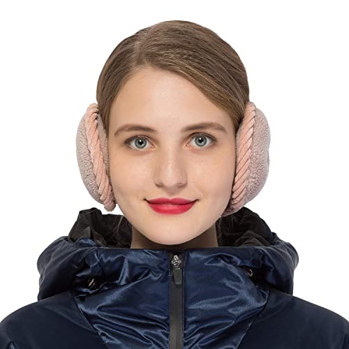 Surblue Unisex Warm Earmuffs Cashmere Winter Pure Color Outdoor Fur Earwarmer, Adjustable Wrap, Pink, Large #TOP2