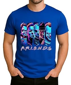 Horror Friends Design mit Chucky & Pennywise – gruseliges Halloween Outfit, Geschenkidee, Horror, Kostüm, Creepy Style, Night Party Herren T-Shirt, Blau, L