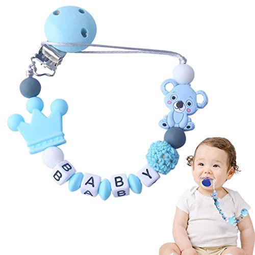 Aibyks Attache-Sucette | Attache-tétine personnalisée avec nom Porte-tétine personnalisé - Titulaire de la chaîne de Sucette pour bébé Enfants Clips de Sucette Jouet à mâcher de Dentition Clips