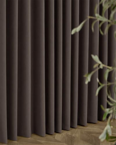 Image of Graywind Motorized Curtains with Track, Room Darkening Smart Curtains, Hardwired Curtains Works with Alexa Google Home Remote Control for Large Windows, Custom Drapes Up to 207 inch, Echo (Chocolate)