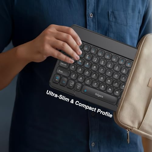 Image of FINGERS MiniClicks Duo D7 - Wireless Bluetooth Keyboard Mouse Combo (Rechargeable & BT | 75% Compact - 78 Keys | X-Scissor Keys | 18-Day Backup | Windows, macOS, Linux, ChromeOS) (Rick Black) | 75% compact 78-key layout saves desk space while keeping essential keys for smooth everyday work and travel use
