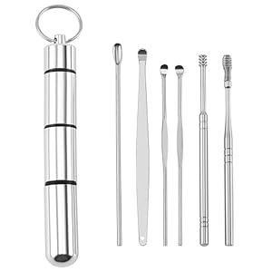 Eupneicu Limpiador De Oídos [6 Piezas], Acero Inoxidable Ear Cleaner Cuchara, Kit De Limpieza Para Oídos Para Bebés Jóvenes Y Adolescentes Adultos