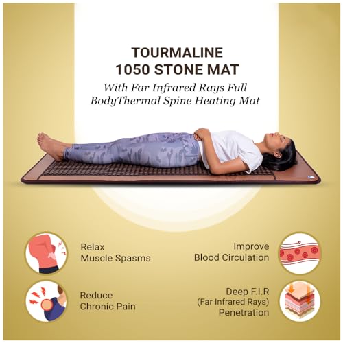 Image of AROGYA 1050 Tourmaline Stone Heating Mat For Back Pain Relief & Muscle Relaxation Far Infrared Heating Mattress Improve Circulation Ems Full Body Massage Therapy Use For Home, Office Clinic