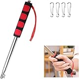 Teleskop Fahnenmast Edelstahl,Handheld Fahnenstange,Edelstahl Tour Guide Fahnenstange,Hand Fahnenstange Und 4 Stück Fahnenmast Clip Haken für Reisen,Camping,Lehrer,Reiseleiter,Wettbewerb,Rot,2M