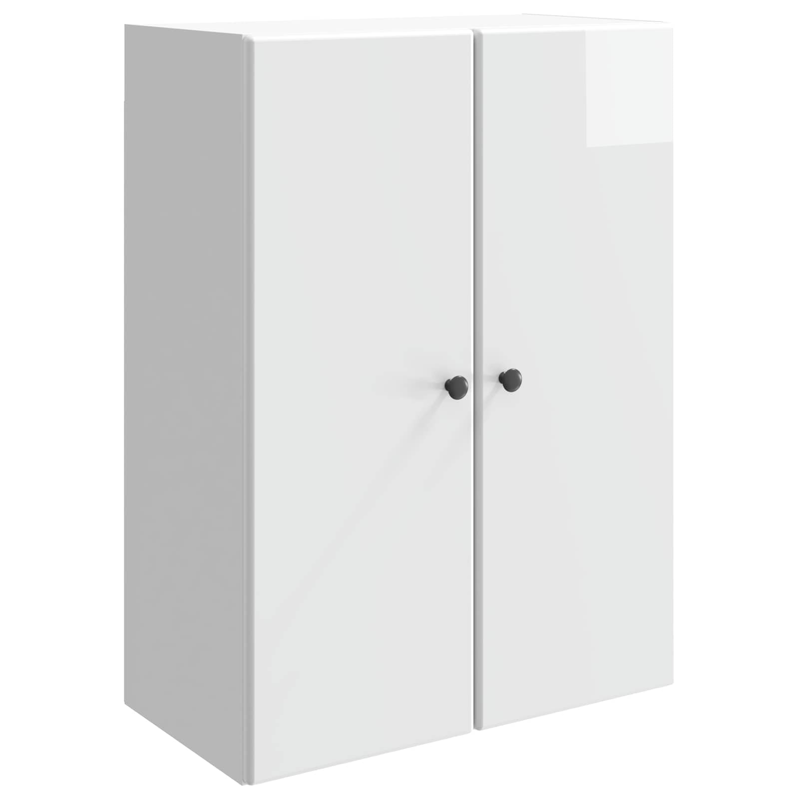 Armoire murale blanche brillante 66 cm avec 2 portes en bois suspendue