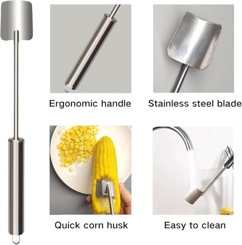 Ferramenta de decapagem de milho de aço inoxidável de cabo longo 2024, descascador de espiga de milh