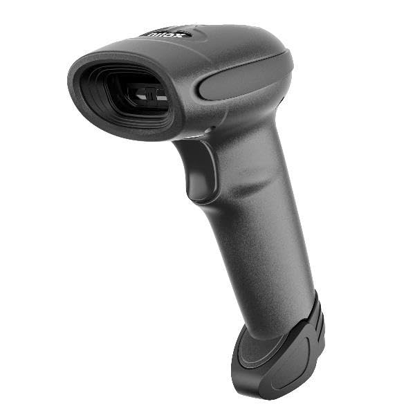 Nilox, Czytnik kodów kreskowych 1D z technologią laserową, ergonomiczny i ciągły odczyt, z szerokością obszaru odczytu 752 x 480 mm, czarny