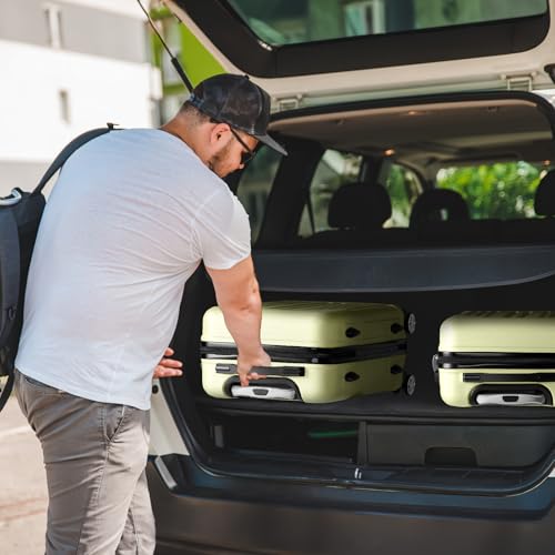 3-Piece ABS+PC Hardside Luggage Set (20" Carry-On, 24" & 28" Checked Bags) with TSA Locks, 4 Silent Spinner Wheels - Lightweight Suitcases for Business Travel, Family Vacations(Yellow)3