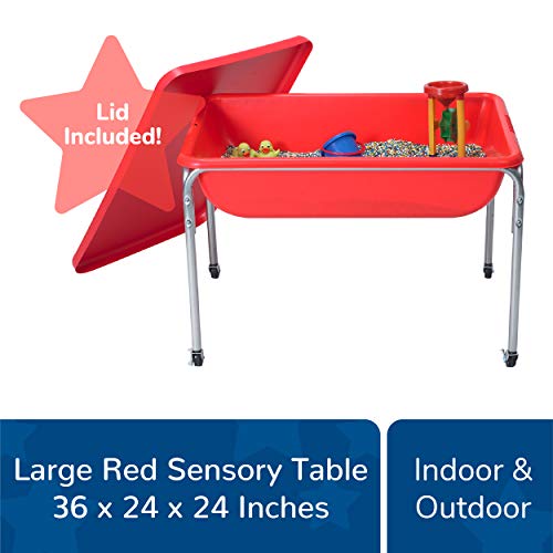Children's Factory, 1135-24, Large Sensory Table & Lid, Kids Playroom & Classroom Autism Activity, Daycare Or Preschool Learning Activities, 24"H, Red #TOP5