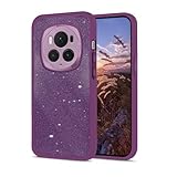 Wousunly Compatible with Honor Magic 6 Pro Case Glitter Shockproof, for Honor Magic 6 Pro Phone Case Clear Silicone Pink Double Layer Detachable TPU and PC Thin Protective Case (Dark Purple)