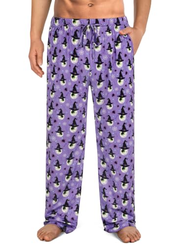 Mens Halloween Pajama Pants,Novelty Funny Soft Pj Sleep Lounge Bottoms with Pockets & Drawstring