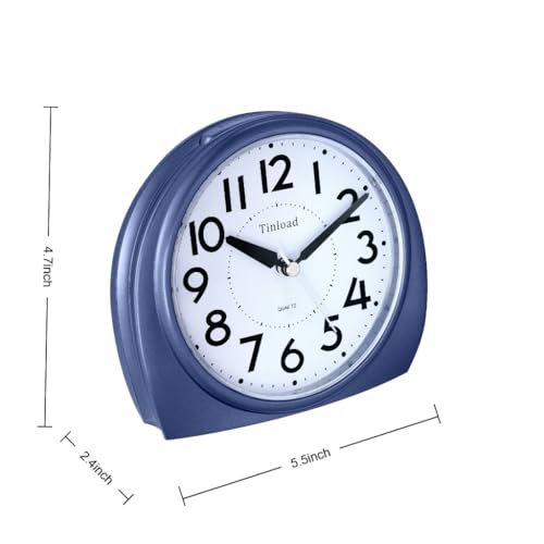 Tinload 5.5" Large Analog Alarm Clock Silent Non Ticking, Gentle Wake, Beep Sounds, Increasing Volume, Battery Operated Snooze and Manual Light, Blue - Image 3