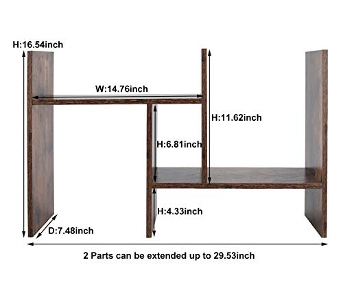 image for PAG Adjustable Desktop Shelf Wood Small Bookshelf Desk Supplies Organi
