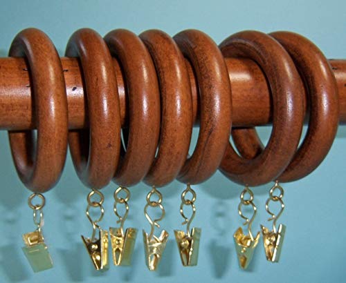 Kirsch Wood Drapery Rings for a 1 3/8" Pole-7 per Pack-Estate Oak