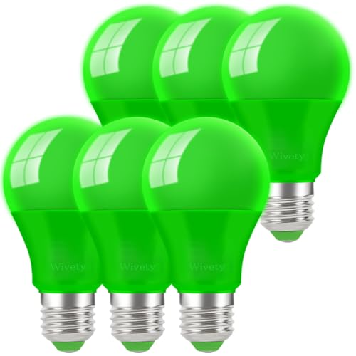 Wivety Bombillas LED Verde E27 9W, Bombilla de Colores Lámpara, para Patio, Iluminación Navideña, Halloween, Ambiente (Paquete de 6)