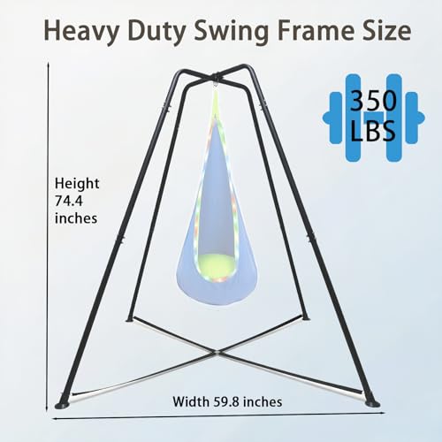 Heavy Duty Swing Frame, 350LBS Metal Swing Stand for Kids & Adults, A-Frame Indoor Outdoor Swing Stand with Dual-Bolt Locking System, Double-Layer Anti-Slip Feet, Fits for Most Swings by Fhroiny - Image 8