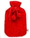 Set Benessere con borsa dell´acqua calda rossa in peluche con pompons (Borsa dell´acqua calda rossa con pompons)