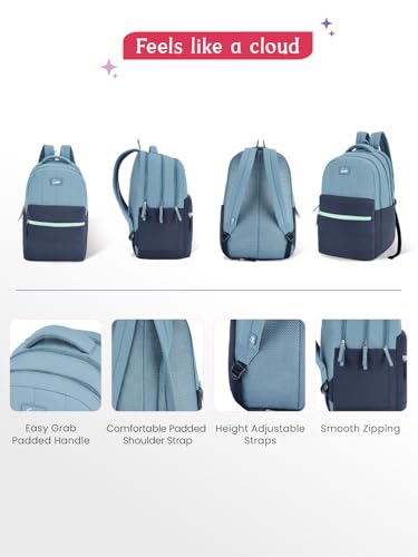 Image of Genie Marshmellow School Backpack For Girls |19 Inch-36 Litres With Laptop Sleeve, Rain cover, Three Compartments, |Best for Books, Water Bottles, Stationery, Laptop, Lunch Box & Essentials-Navy Blue